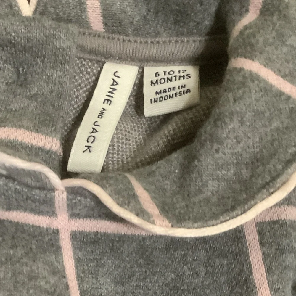 Janie & Jack Grey Windowpane Knit Dress – 6–12 Months